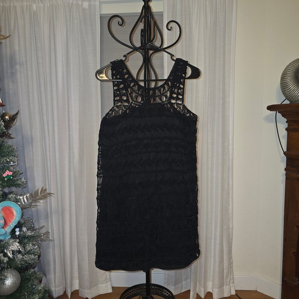 Diane Von Furstenberg Black Crochet Detail Top